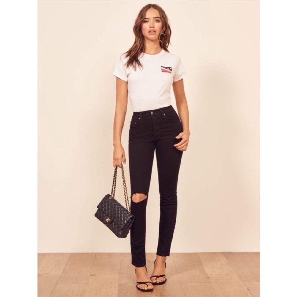 REFORMATION Knee Slit Skinny Jeans